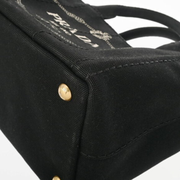PRADA Canapa Mini Black Tote Bag - Picture 7 of 12